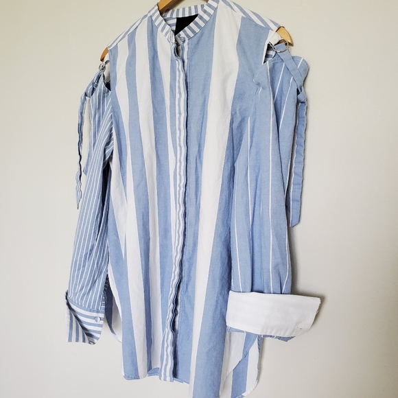 NWOT Tú Grace Striped Button Down Shirt - Picture 7 of 13